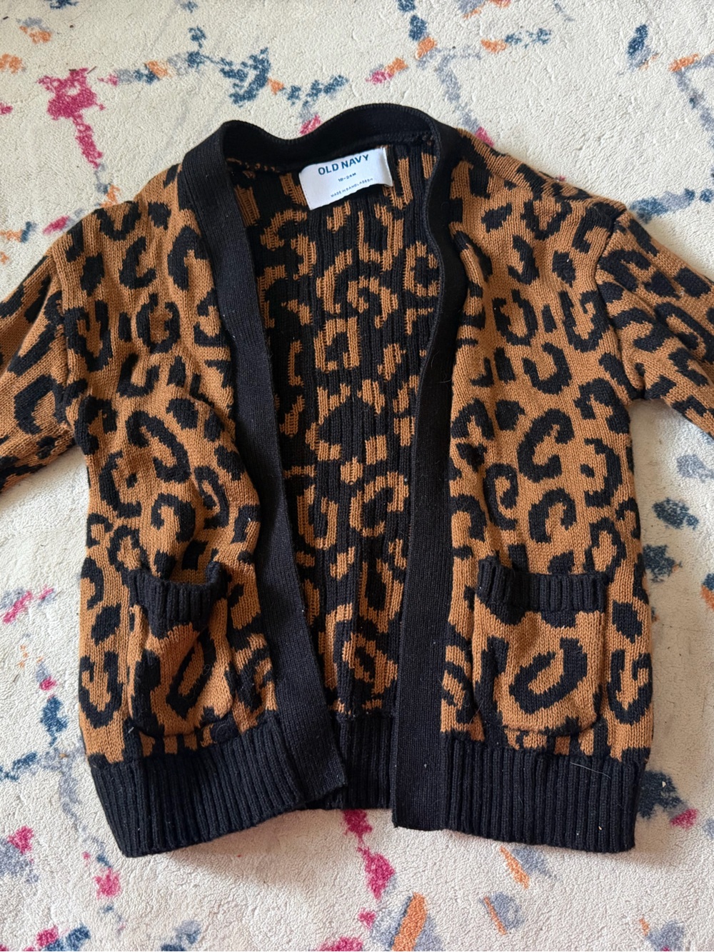 Leopard Print Knit Cardigan - Black & Brown